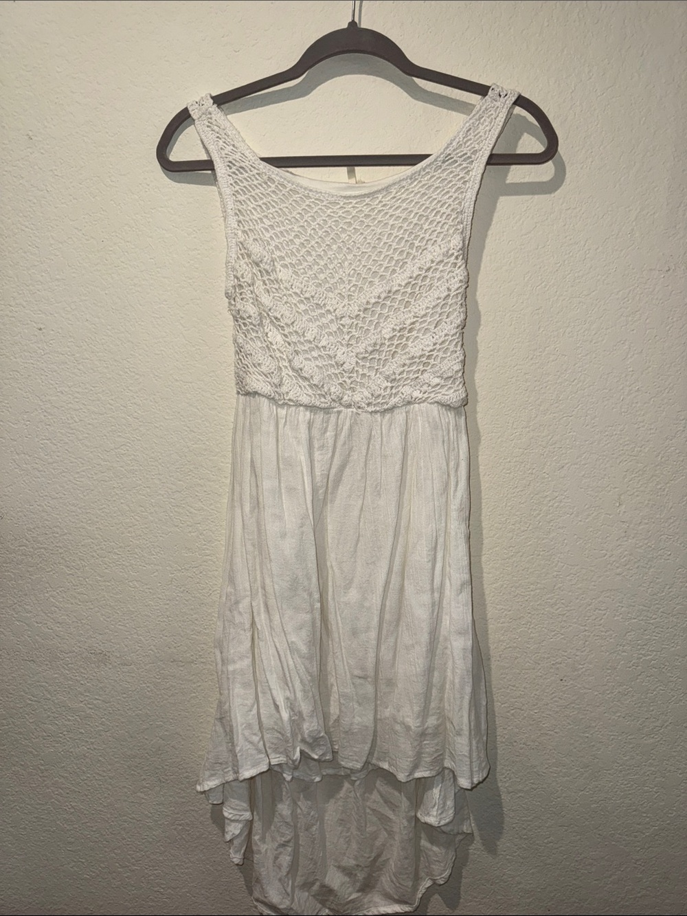 Rip Curl White Crochet Bodice Hi-Low Dress